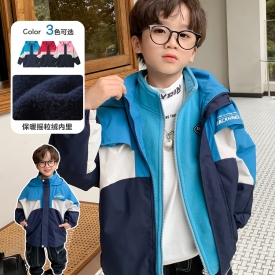 左西童装男童冲锋衣秋冬2021新款冬女童儿童三合一摇粒绒冬款外套